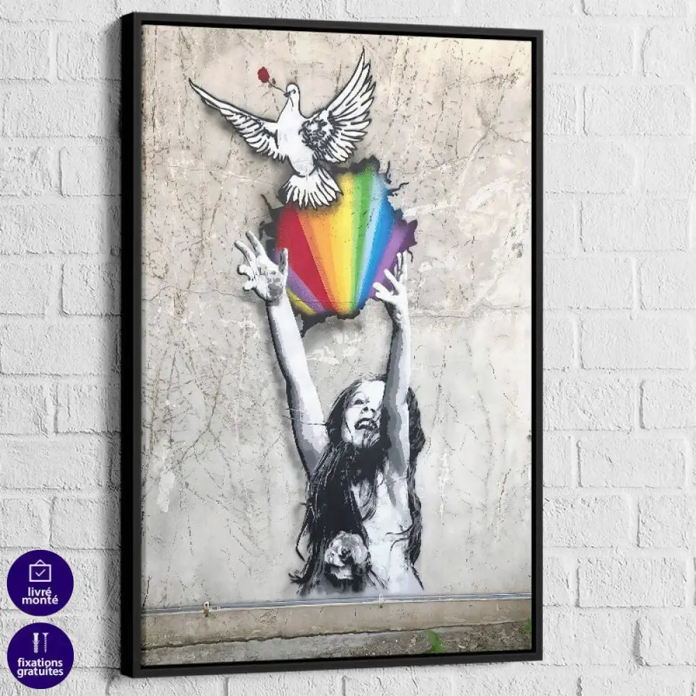 Tableau street art – L’Envol de la Paix, cadre noir