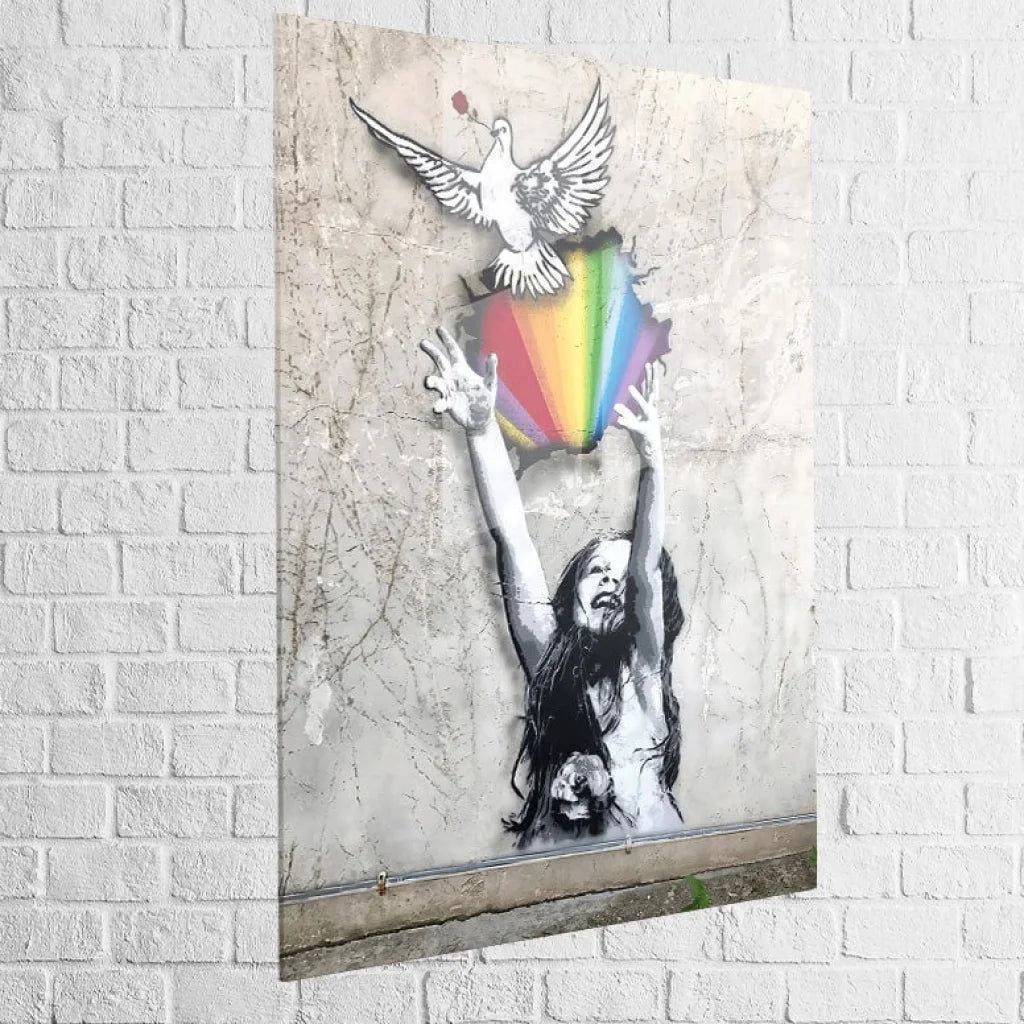 Tableau street art – L’Envol de la Paix en plexiglas brillant