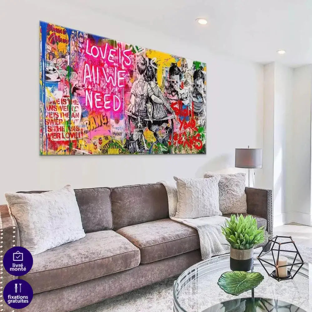 Tableau Street Art Love is all we Need - Montableaudeco