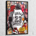 Street art basket avec Drip, tags “Bang Bang” et couronne dorée