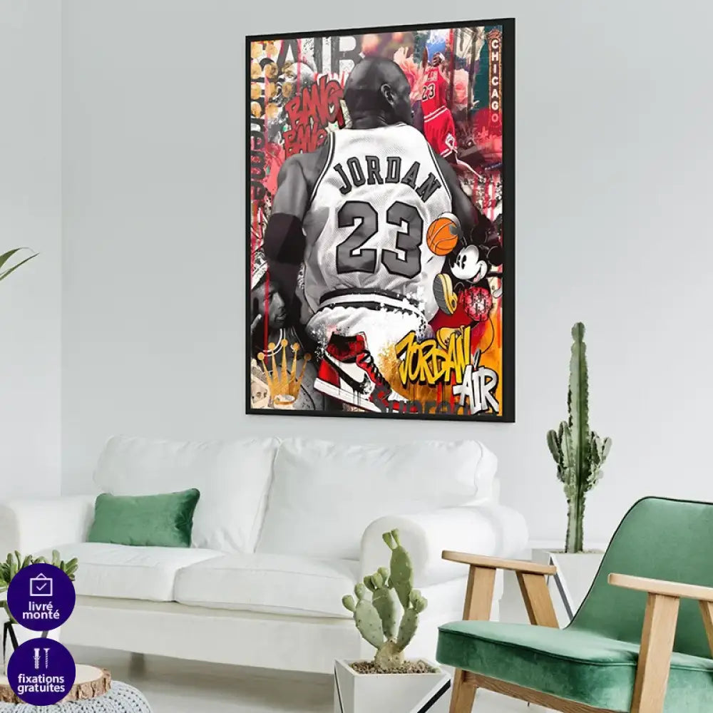 Toile design Jordan Air avec sneaker iconique et lettrages urbains
