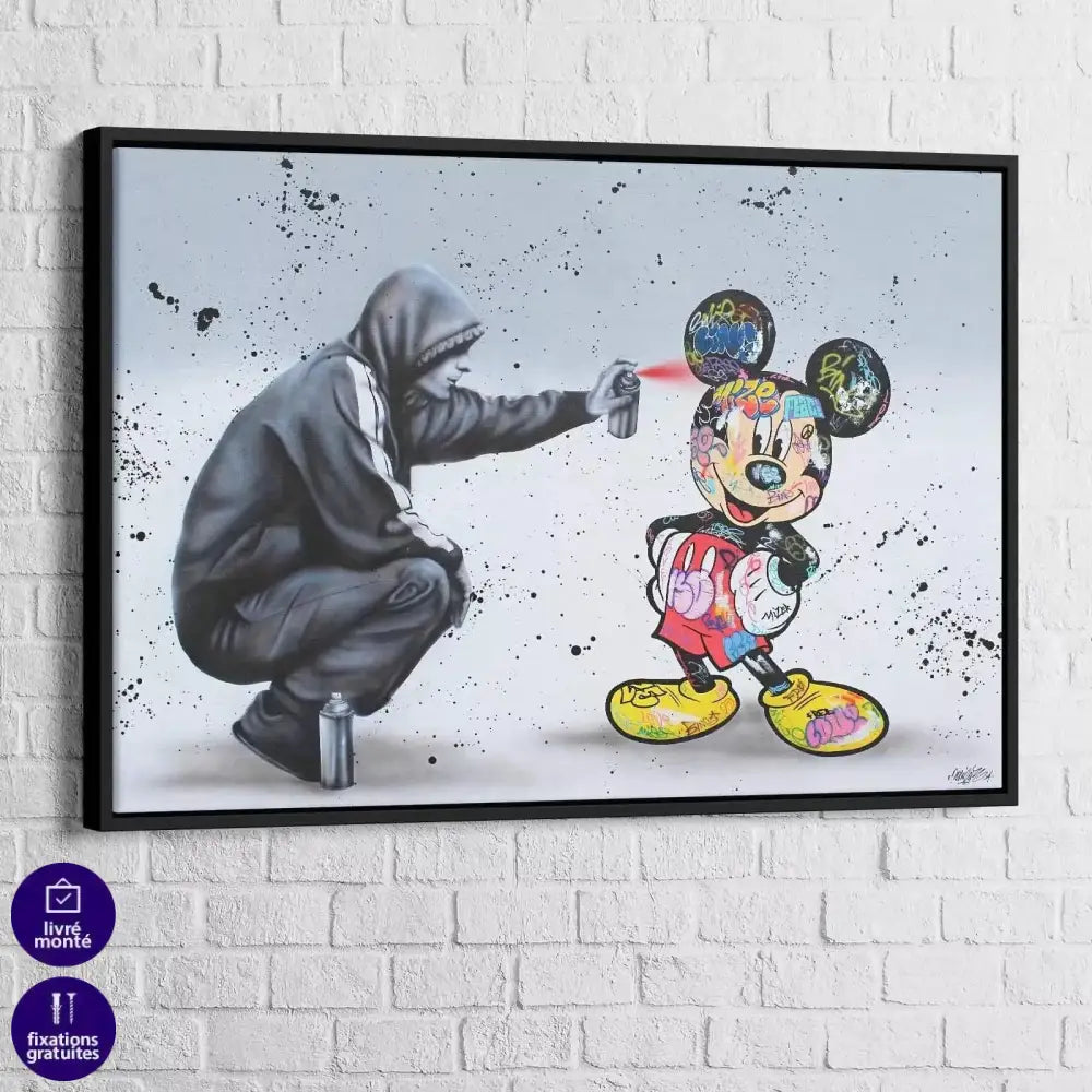 Tableau Street Art Mickey et le Graffeur - Montableaudeco