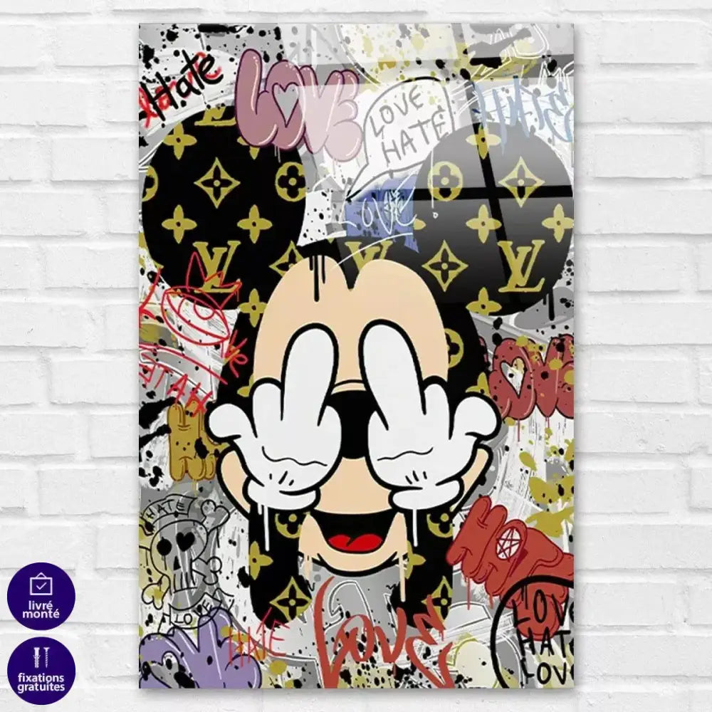 Tableau Street Art Mickey Love Hate - Montableaudeco