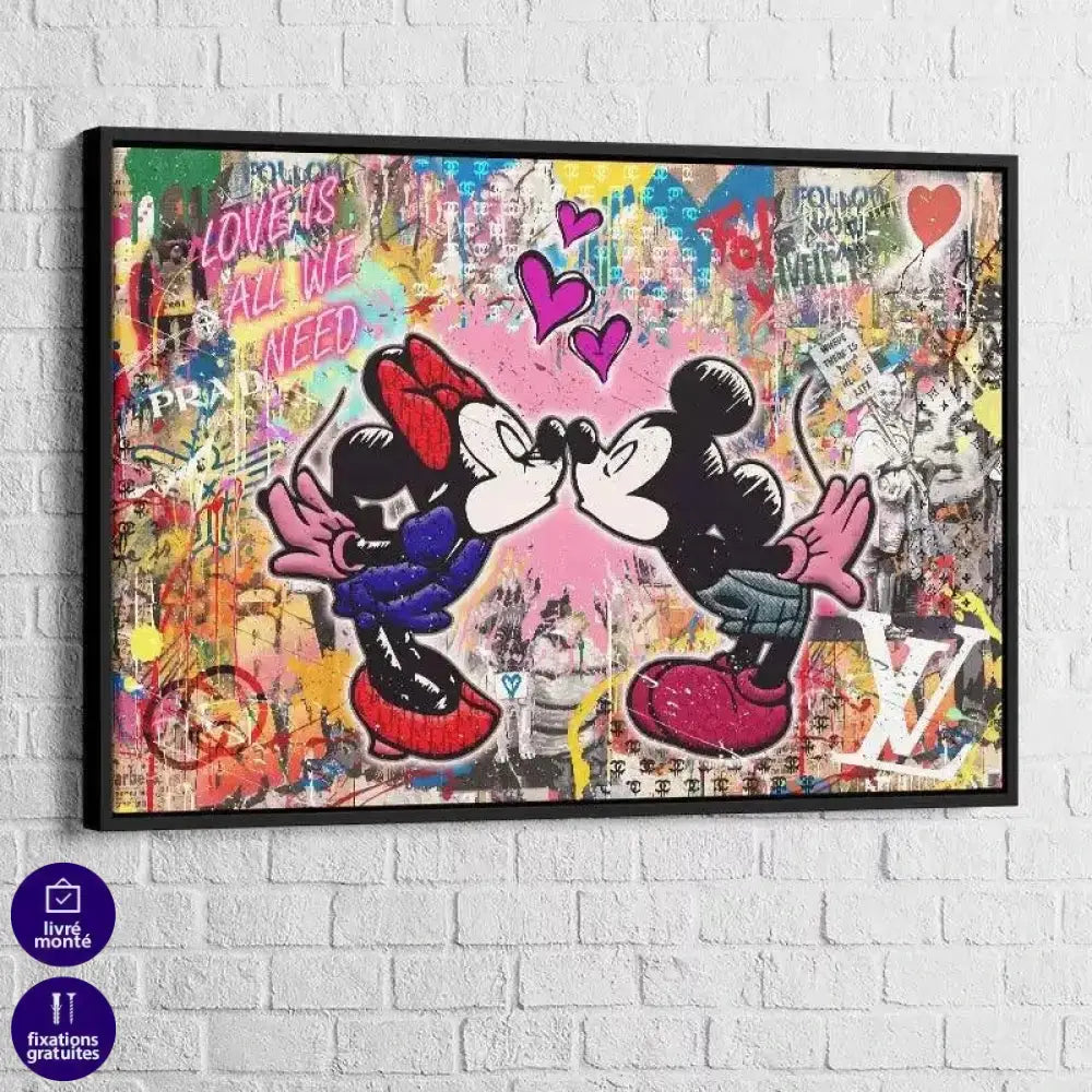 Tableau Street Art Mickey Minnie Love - Montableaudeco
