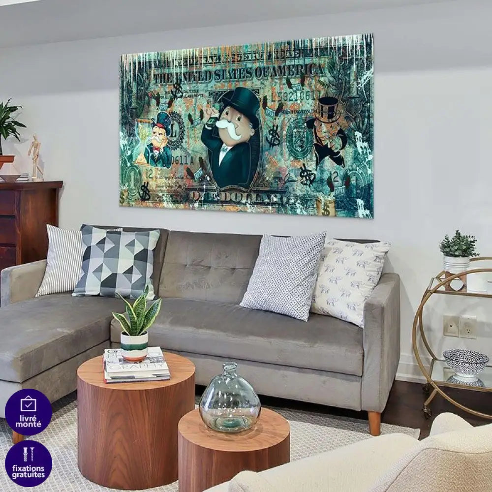 Tableau Street Art Monopoly One Dollar - Montableaudeco