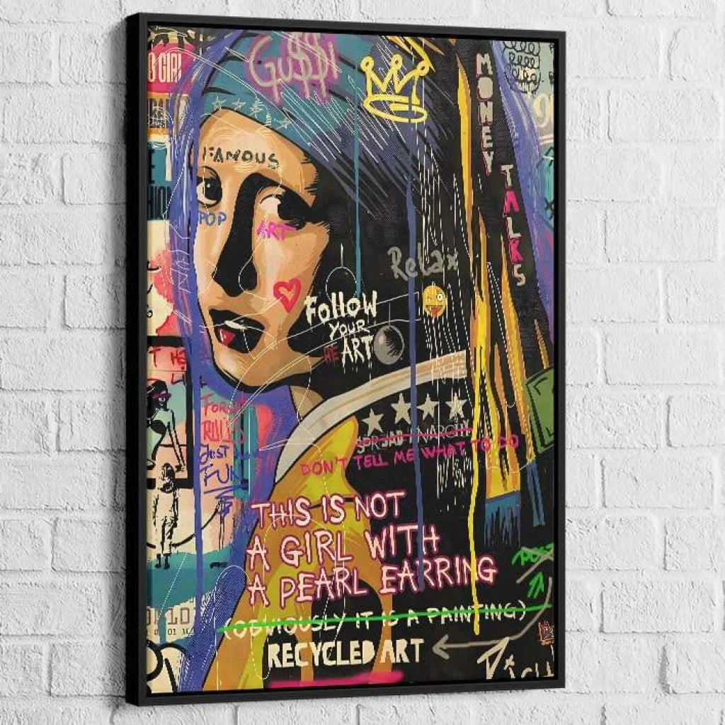 Tableau Street Art Mosaïque Pop Culture 40x60cm / Cadre Noir Tableau Street art