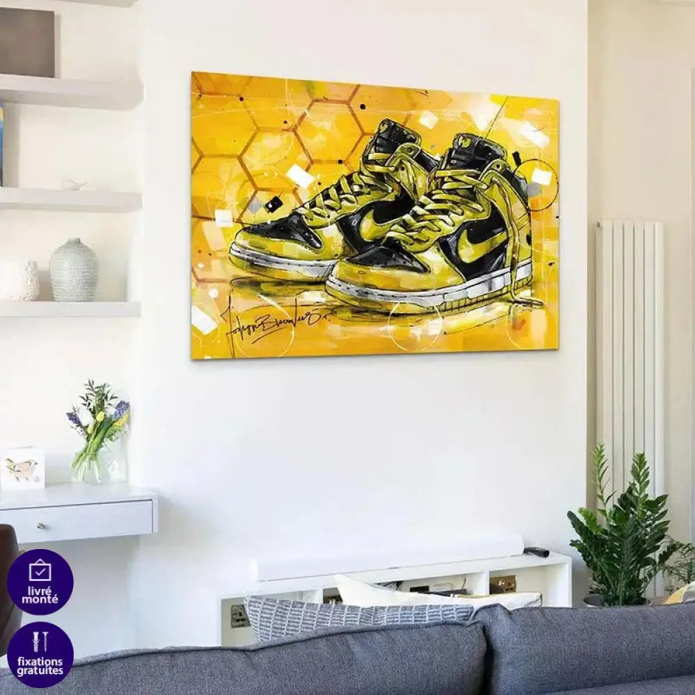 Tableau Street Art Nike Air Gold - Montableaudeco