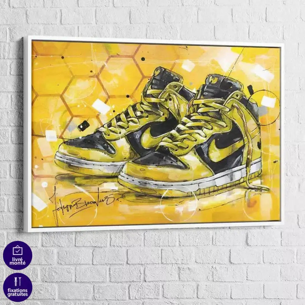 Tableau Street Art Nike Air Gold - Montableaudeco