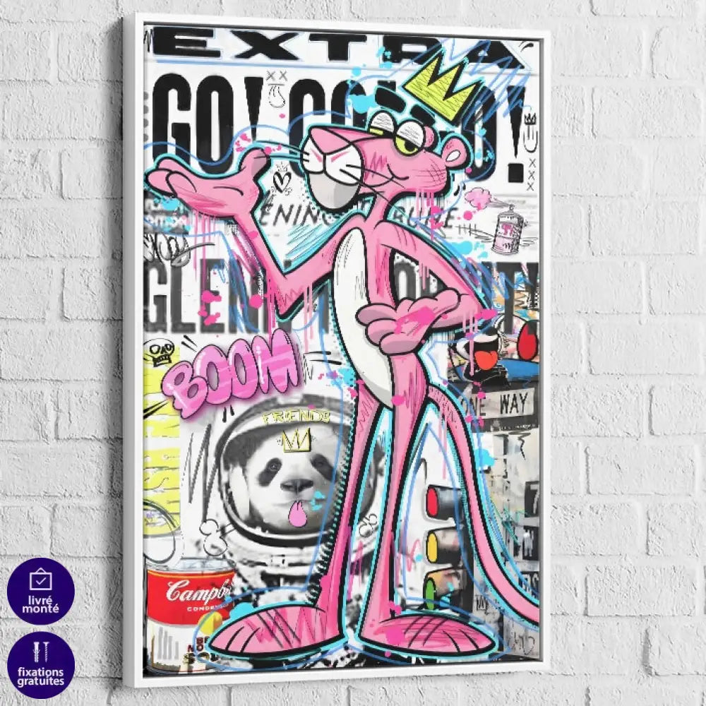 Œuvre murale pop culture panthère rose façon street art

