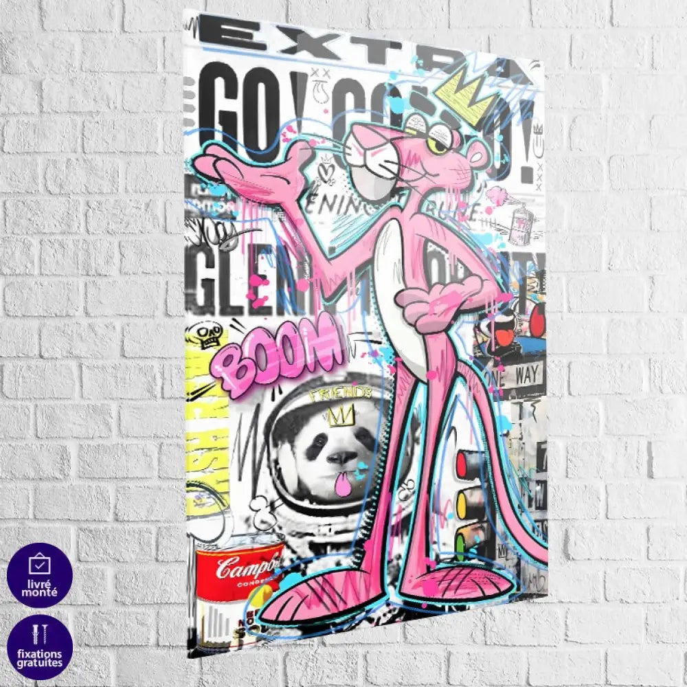 Visuel décalé et fun avec panthère rose et éléments urbains

