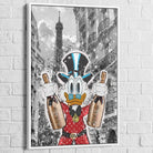 Tableau Street Art Rich Duck in Paris 40x60cm / Cadre Blanc Tableau Street Art