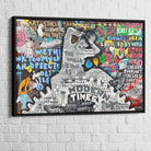 Tableau moderne type collage artistique inspiré de la culture urbaine

