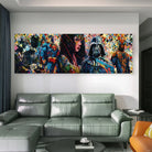 Impression artistique de super-héros en style street art multicolore