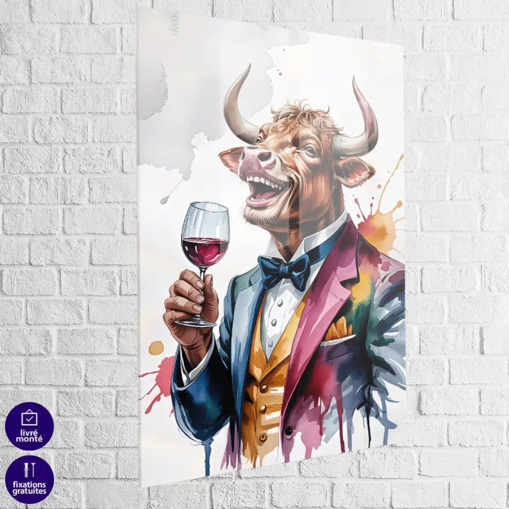 Tableau Taureau Dandy plexiglas – rendu brillant et couleurs intenses