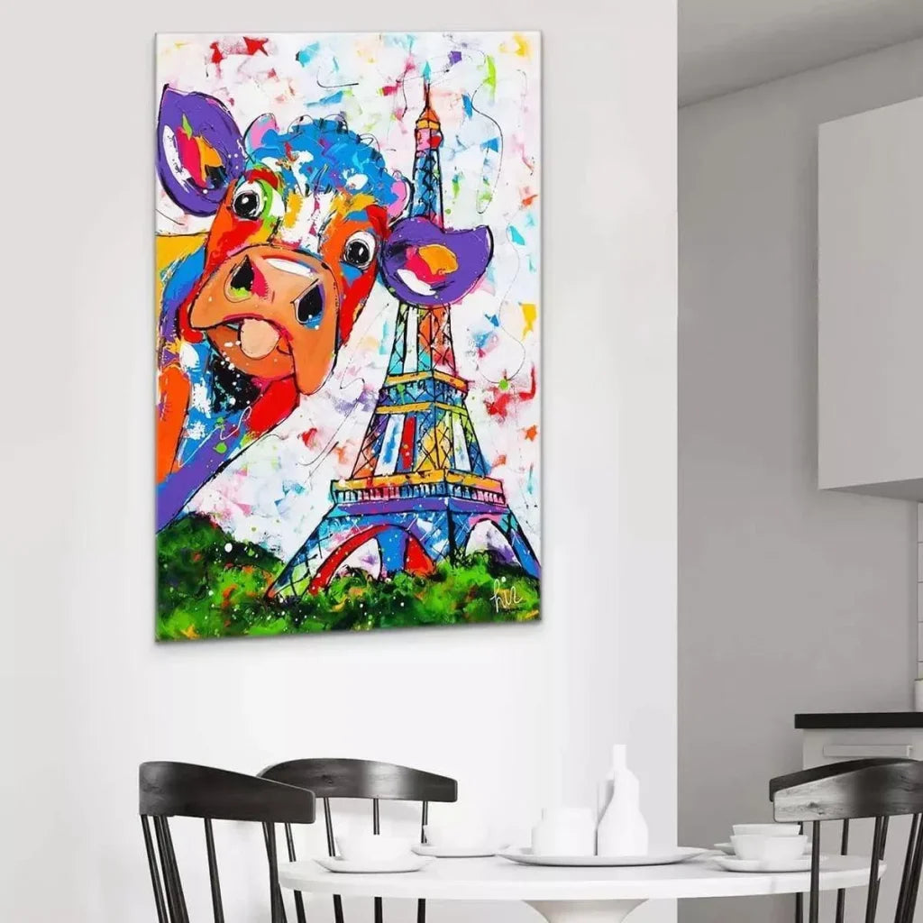 Tableau Vache Colorée à Paris - Montableaudeco