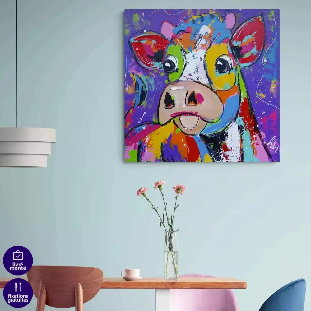 Tableau Vache Colorée Elle est si Jolie - Montableaudeco