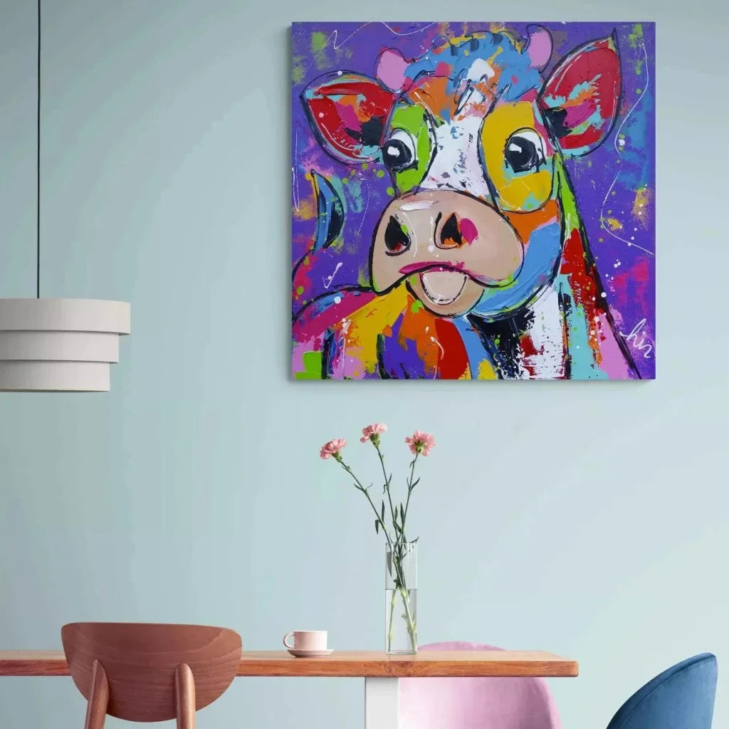 Tableau Vache Colorée Elle est si Jolie - Montableaudeco