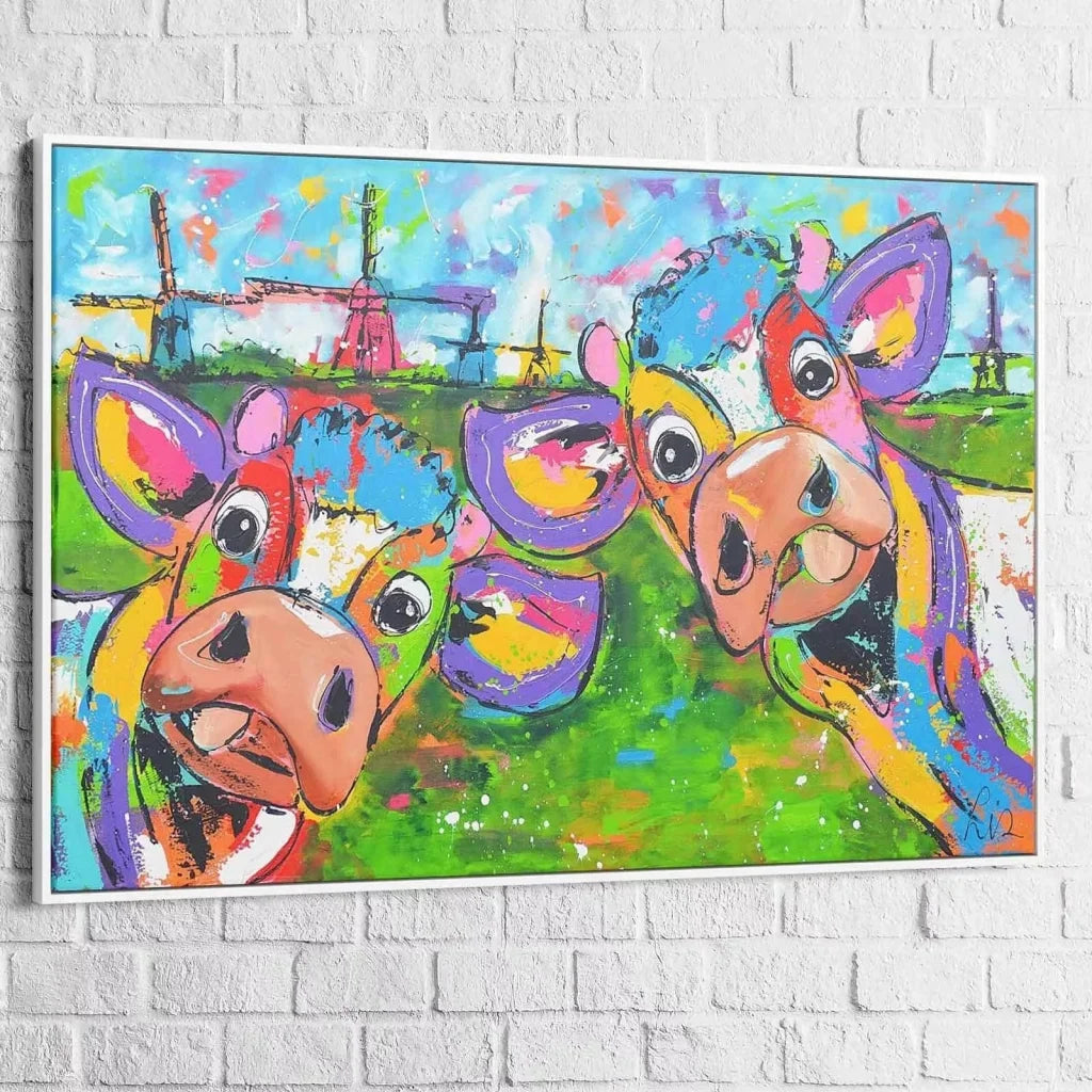 Tableau Vache Colorée Les Copines - Montableaudeco