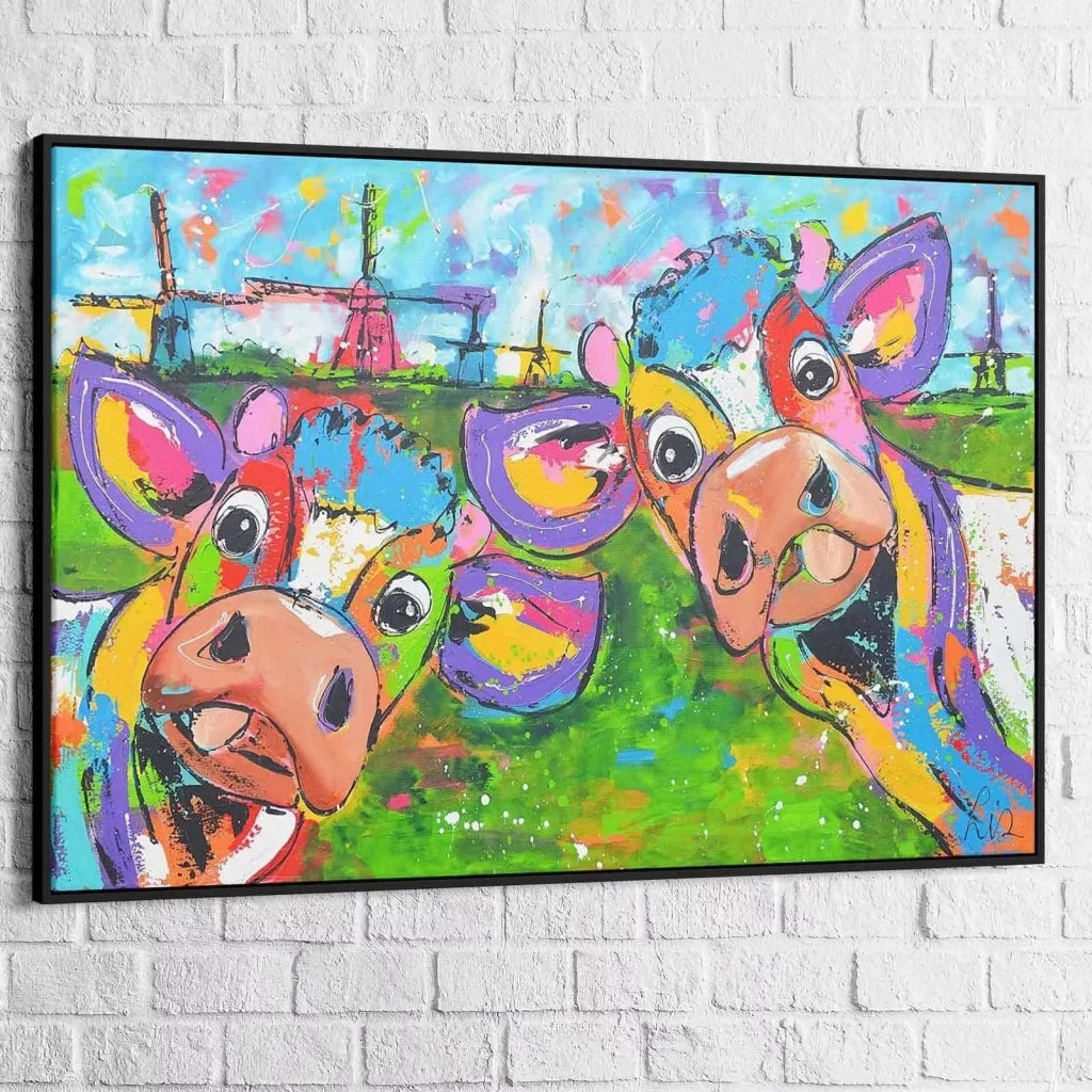 Tableau Vache Colorée Les Copines - Montableaudeco