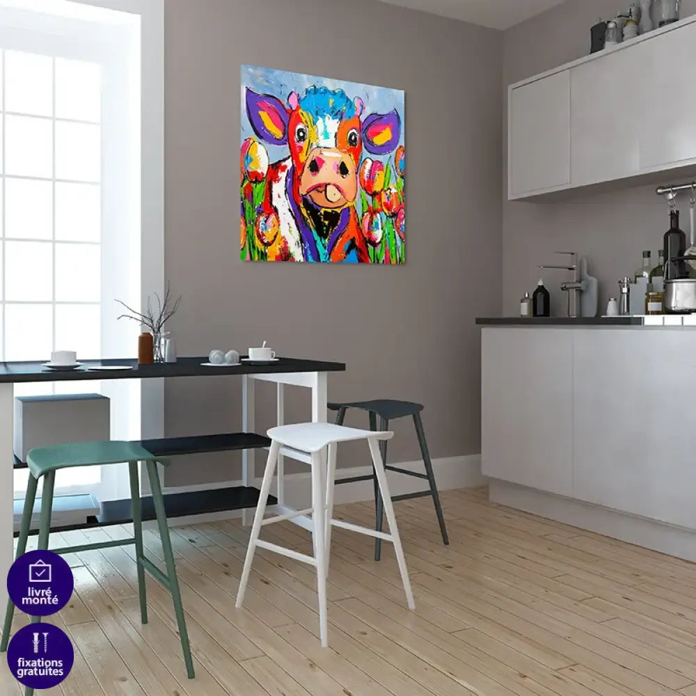 tableau vache pop art pour salon