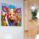 tableau vache rigolote coloré moderne