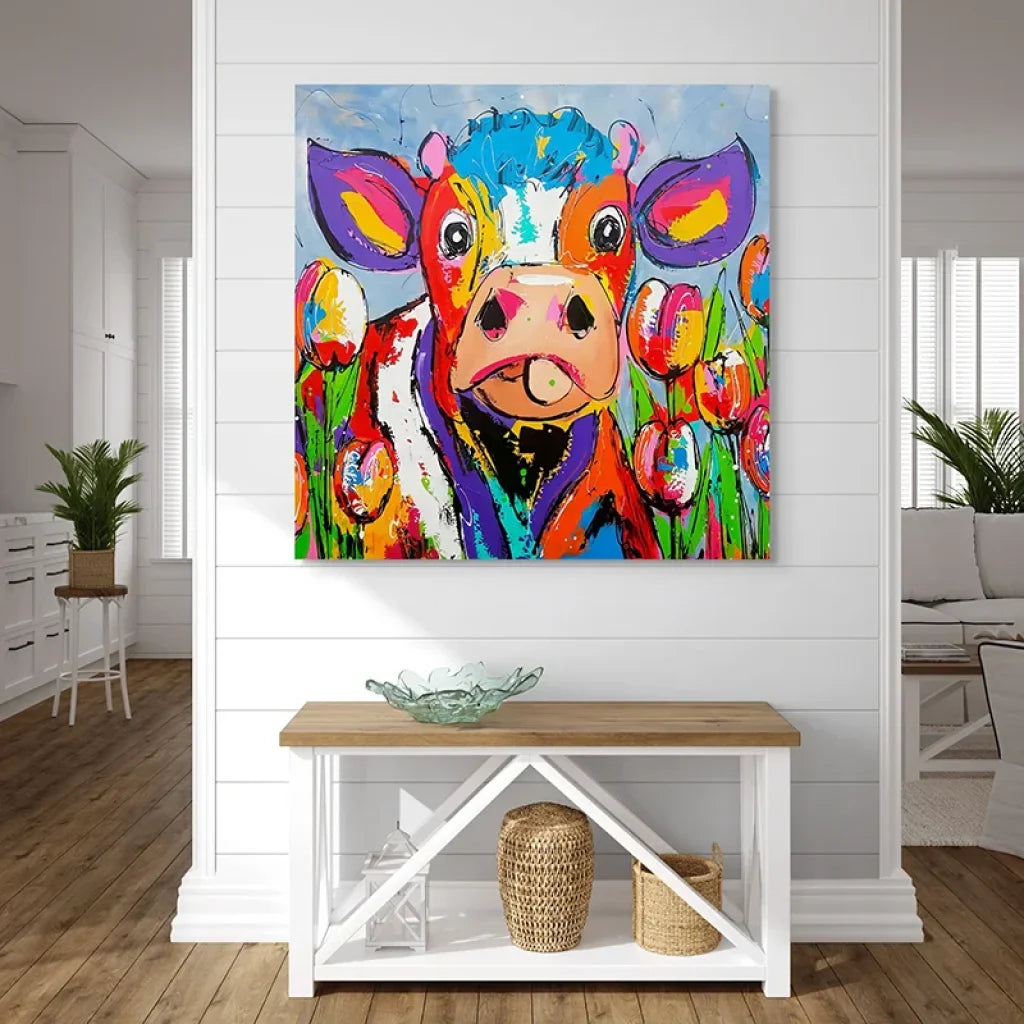 tableau pop art vache décorative