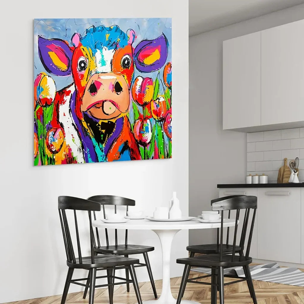 tableau décoration vache amusante