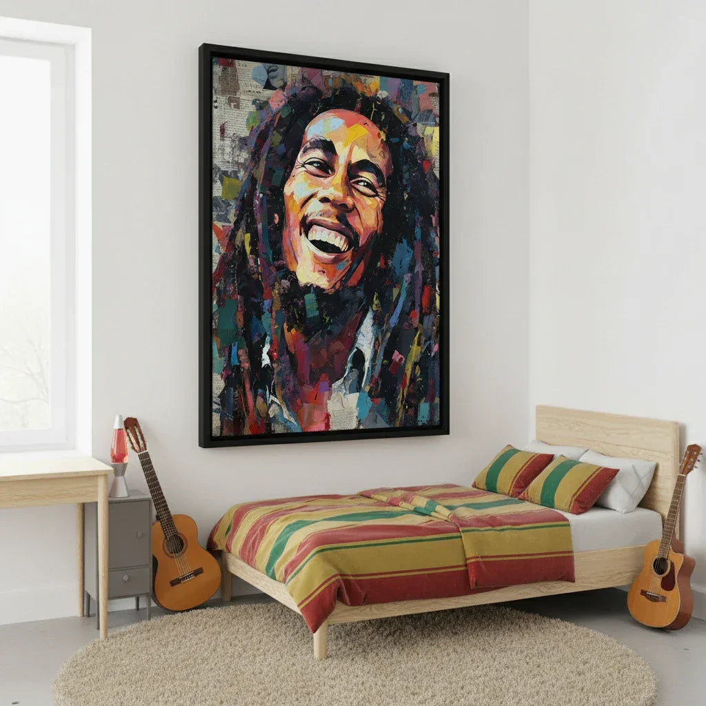 tableau bob marley good vibes portrait reggae multicolore