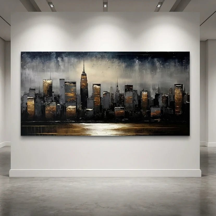tableau skyline new york noir et or décoration murale