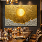 tableau soleil or abstrait art contemporain élégant