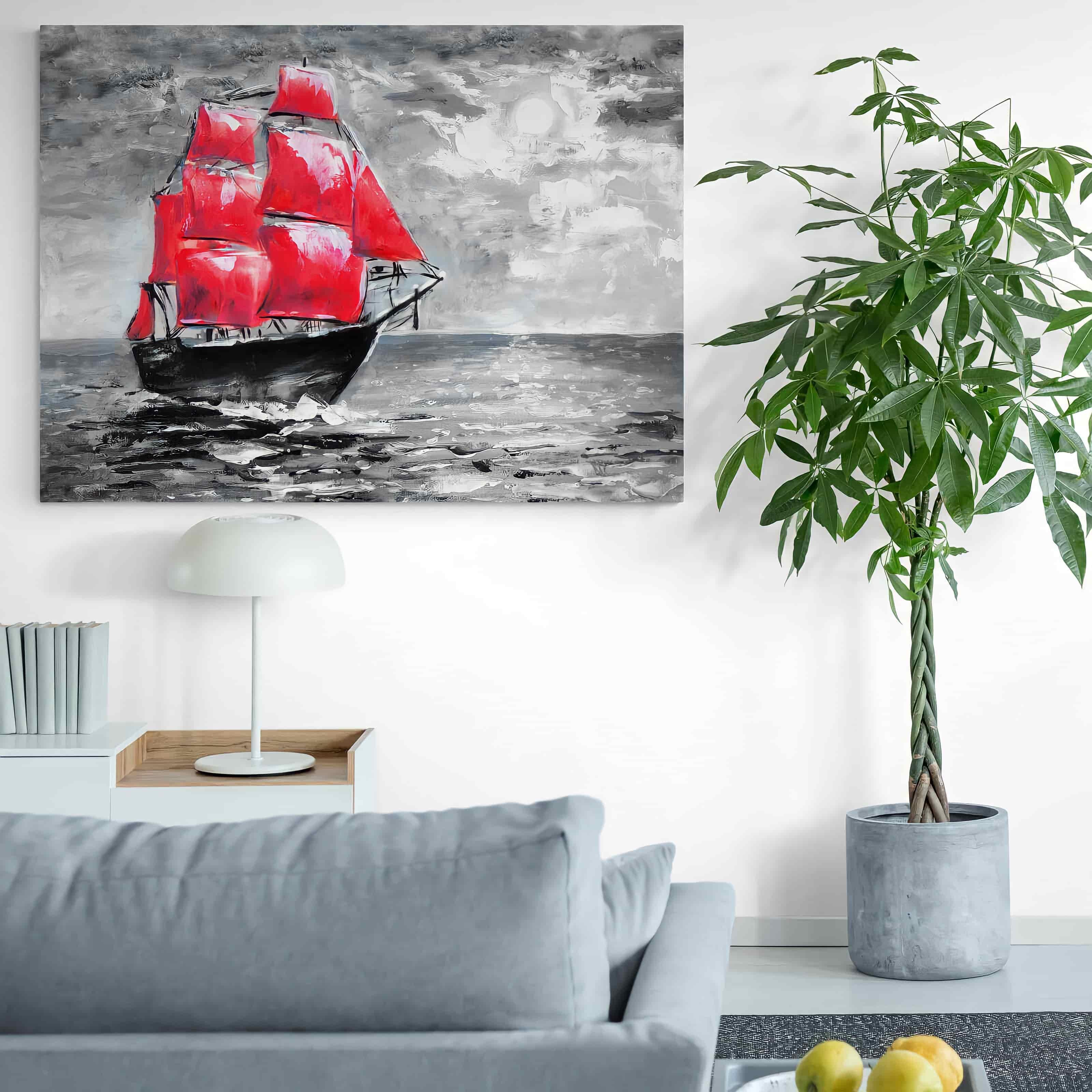 Tableau Bateau La Voile Rouge - Montableaudeco