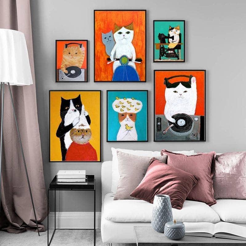 Tableau Chat Coloré Fun Collection 13 Pièces - Montableaudeco