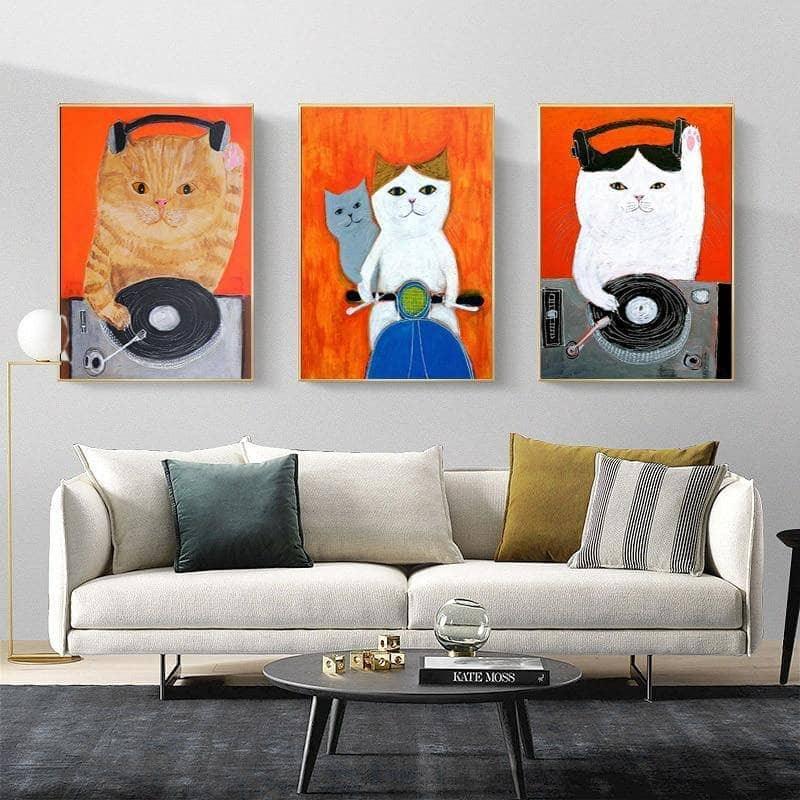 Tableau Chat Coloré Fun Collection 13 Pièces - Montableaudeco