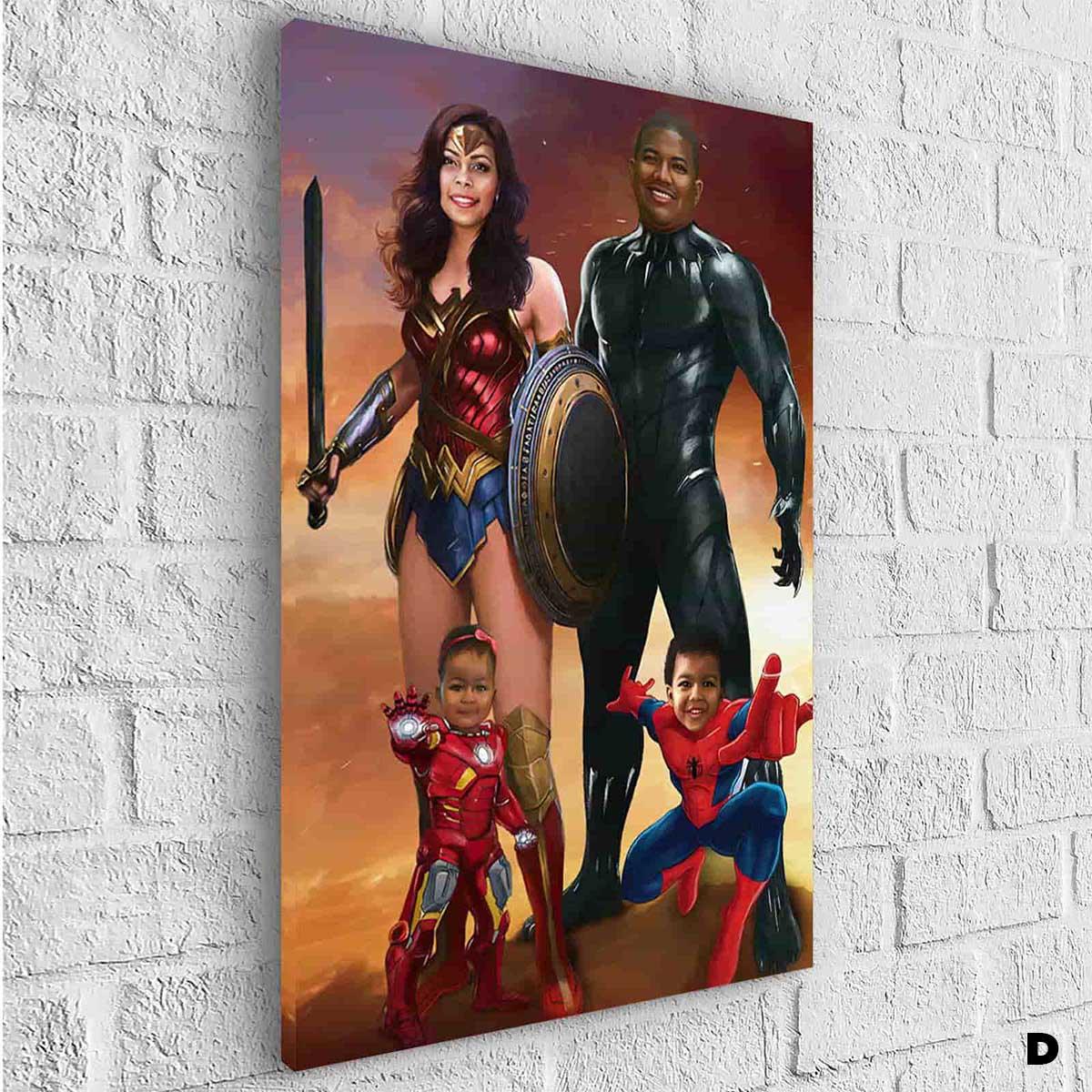 Tableau Personnalisé Super Héros Marvel Famille 4 personnages - Montableaudeco