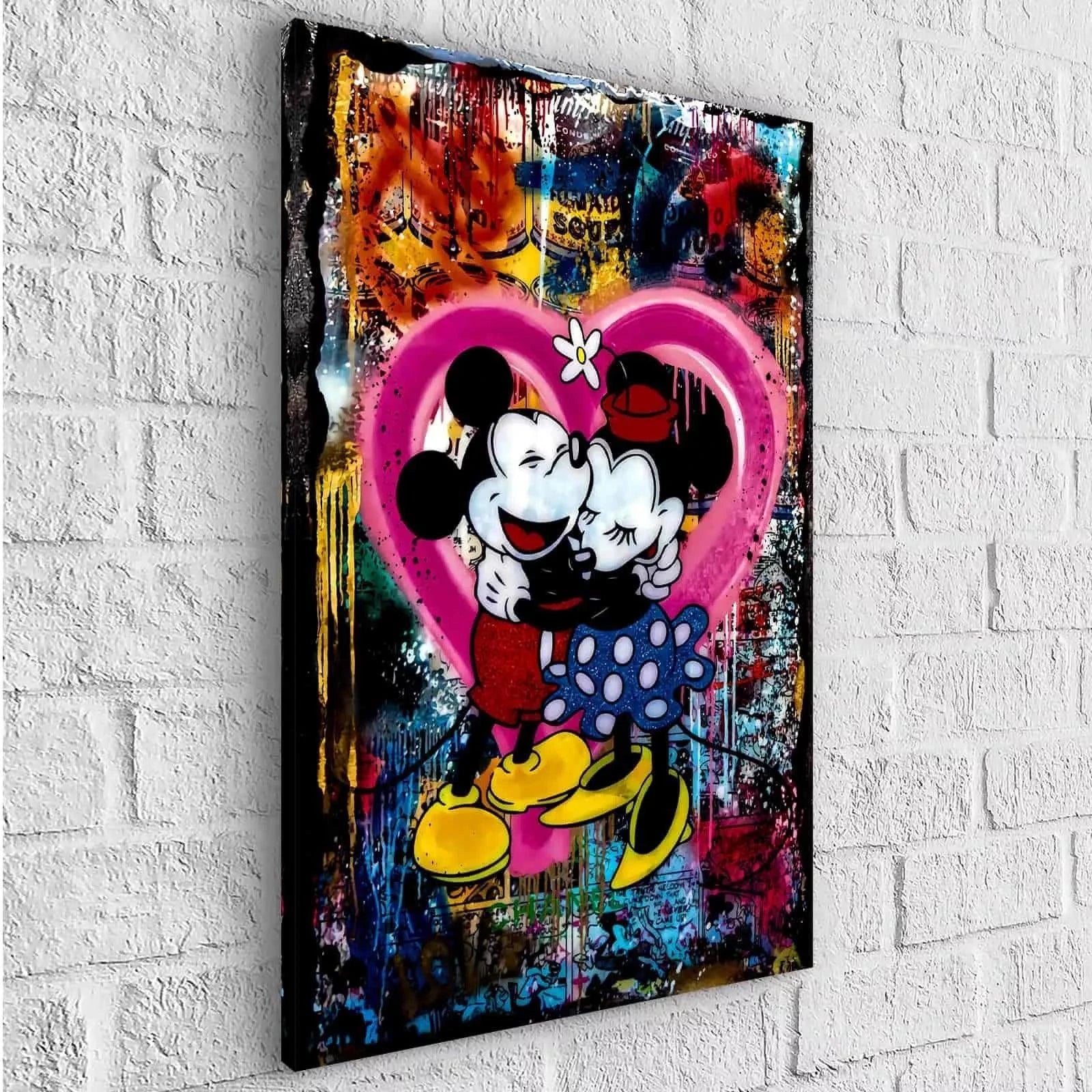 Tableau Street Art L'amour Mickey et Minnie - Montableaudeco