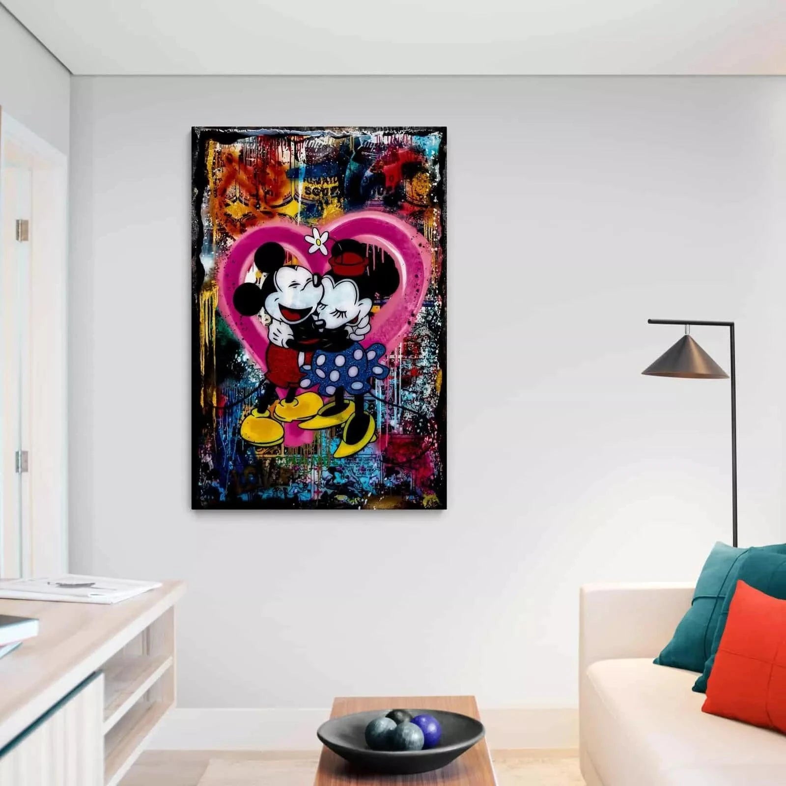 Tableau Street Art L'amour Mickey et Minnie - Montableaudeco